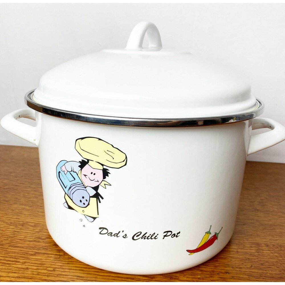 Tivoli Dad’s Chili Pot White Cookware Enamel 10 QT